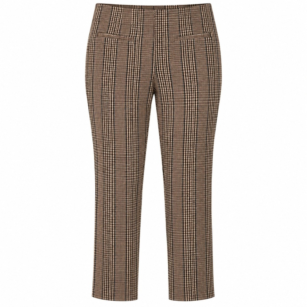 A New Day Womens Plaid Ankle Pants Brown Black Side Zip High Rise Size 14